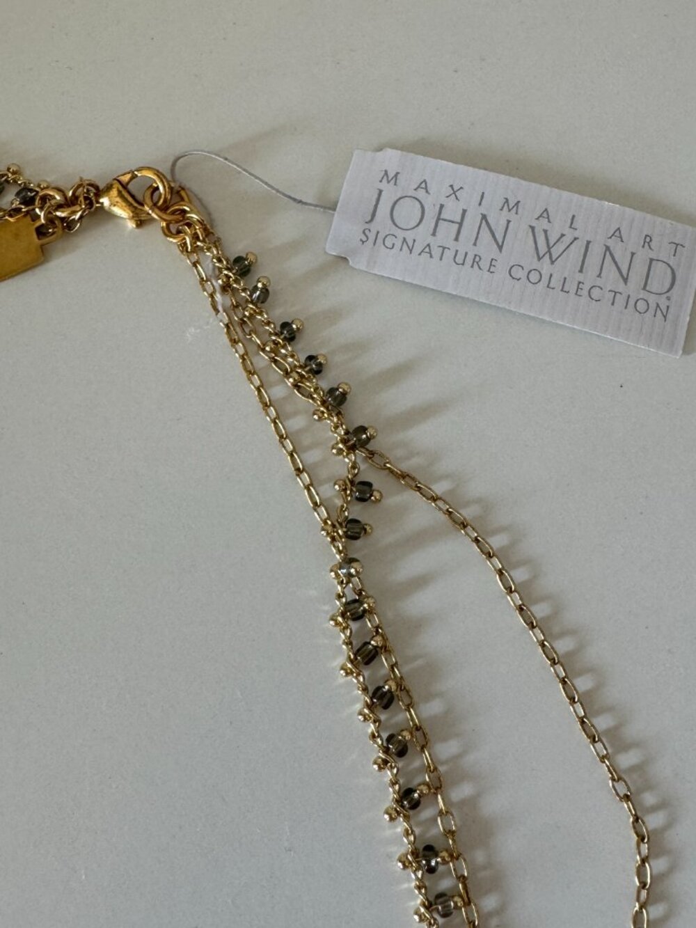NWT John Wind Maximal Art Signature Collection Three Tier Necklace Gold Long Gre - Picture 2 of 5